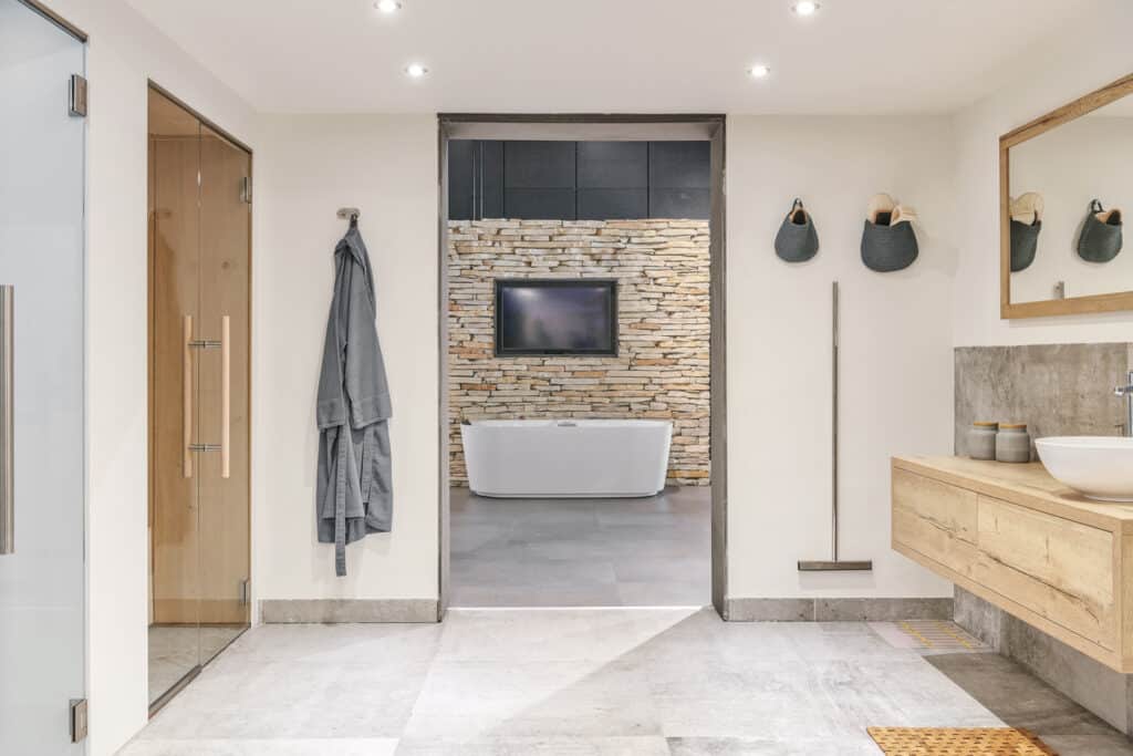 Badkamer met sauna en stoomcabine - showroom badkamers